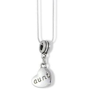 Aunt on a Heart Charm Snake Chain Necklace